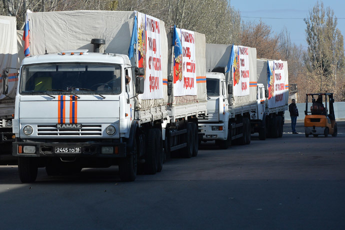 Russian humanitarian aid convoy in Donetsk. (RIA Novosti / Alexey Kudenko) 