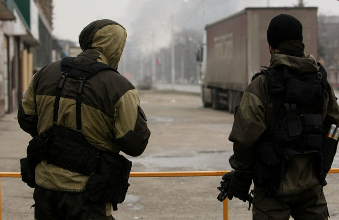 Servicemen of the police special unit during counter-terrorist operation in Grozny. RIA Novosti/Said Tsarnaev
