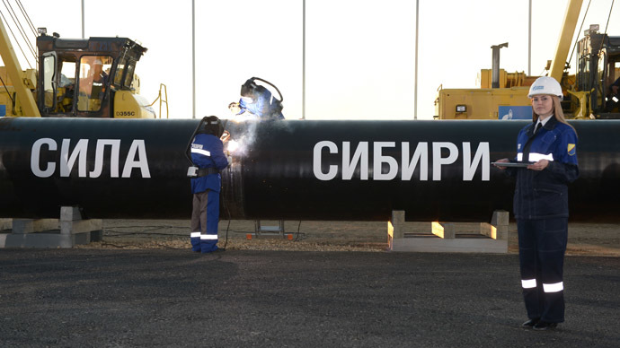 Gazpromâs Power of Siberia pipeline â to deliver 4 trillion cubic meters of gas to China over 30 years â construction commencing September 2014. (RIA Novosti/Aleksey Nikolskyi)