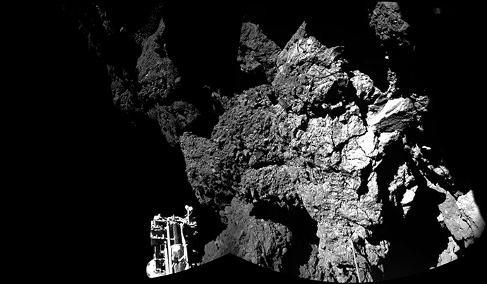 An image taken by Rosetta's lander Philae on November 13, 2014. (AFP Photo / ESA / Rosetta / Philae / CIVA)