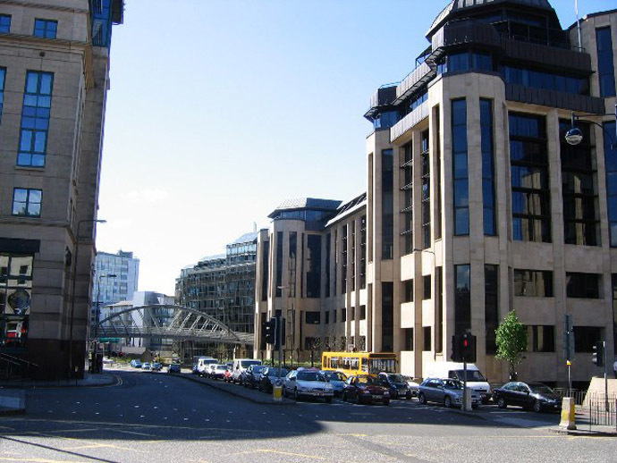 Offices in the new financial district in the west of Edinburgh city centre. (Photo from Wikipedia.org)