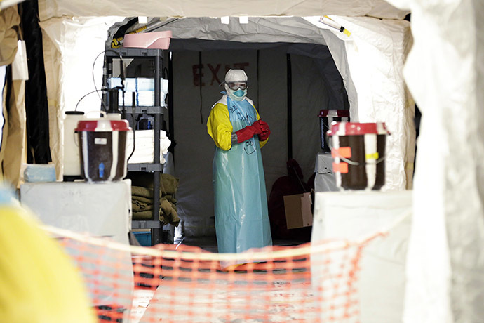 A medic is seen at an Ebola medical unit. (Reuters/Evan Schneider)