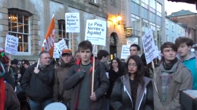 ​‘Marine Le Pen is a fascist & not welcome here’: Protests over Oxford Union invite