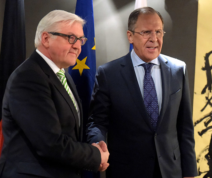 German Foreign Minister Frank-Walter Steinmeier and Russian Foreign Minister Sergey Lavrov at the 51st Munich Security Conference on February 7, 2015. (RIA Novosti/Flickr MFA Russia)