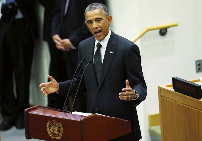 U.S. President Barack Obama speaks at the United Nations meeting in New York September 25, 2014. (Reuters/Kevin Lamarque)