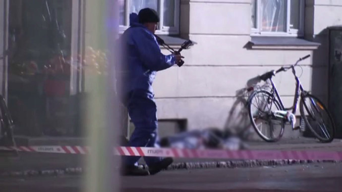 Still from APTN video shows man shot by police in Copenhagen on February 15, 2015. The man is suspected of attacking a synagogue and a free speech debate a few hours earlier. 