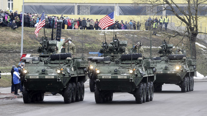US armor paraded 300m from Russian border (VIDEO)