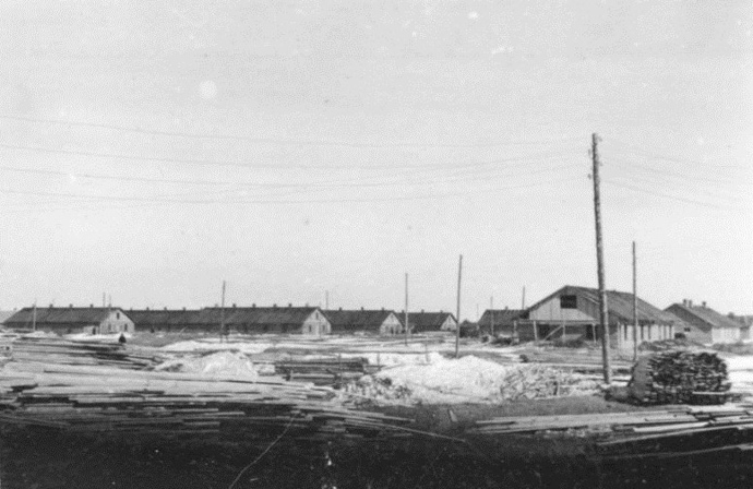 Nazi propaganda photograph of Salaspils concentration camp in 1941. (Image from Wikipedia)