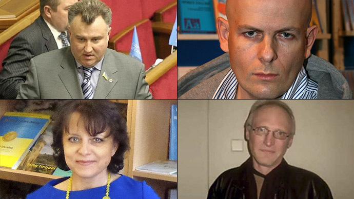 Oleg Kalashnikov (image by http://glavpost.com), Oles Buzina (Image from wikipedia.org), Olga Moroz (Image from Facebook), Sergey Sukhobok (Screenshot from Youtube)
