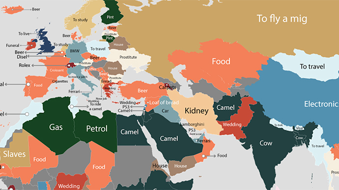 Hookers, kidneys & nose jobs: New map shows most searched cost obsessions by country