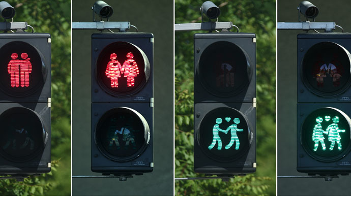 Vienna installs gay-themed traffic lights ahead of Eurovision 2015