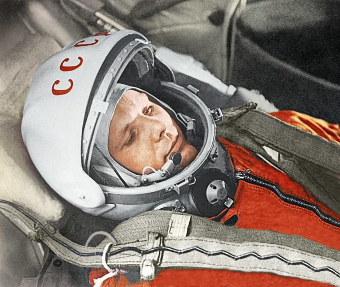 Yuri Gagarin before a space flight aboard the Vostok spacecraft. April 12, 1961. (RIA Novosti)