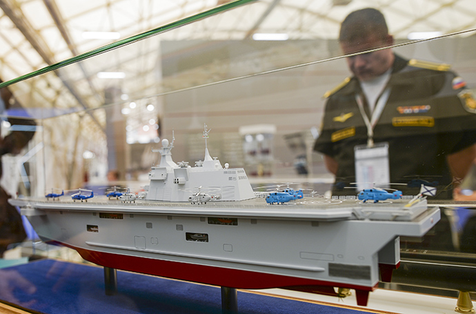 The mock-up of the Priboy-class ship, presented at the Army-2015 expo in the Moscow Region on June 16, 2015 (RIA Novosti / Alexander Vilf)