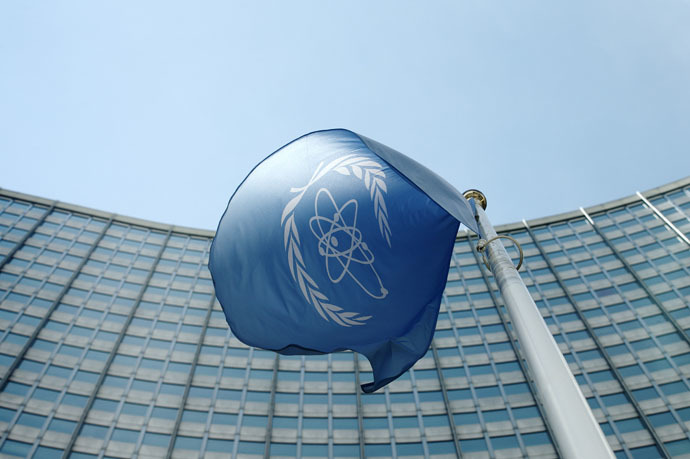The flag of the International Atomic Energy Agency (IAEA) flies in front of its headquarters in Vienna, Austria (Reuters/Heinz-Peter Bader)