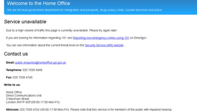 Anonymous takes down UK Home Office website