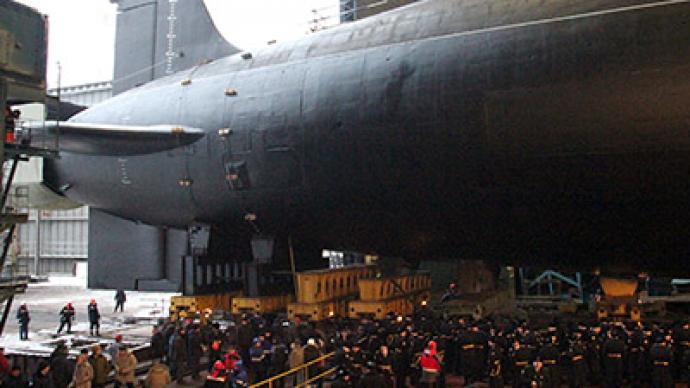 Silent sub: Russian noiseless Borei class nuclear submarine immersed