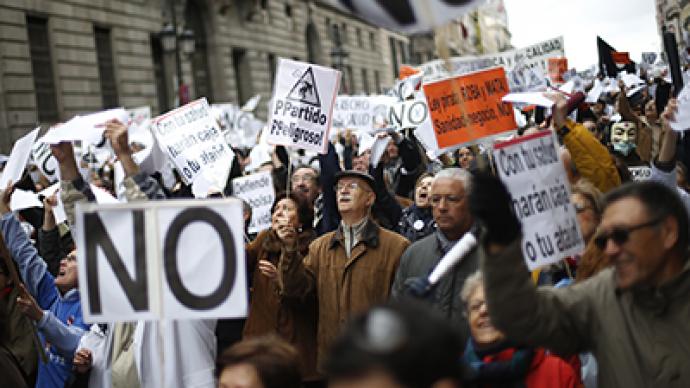 Thousands protest austerity measures in Spain