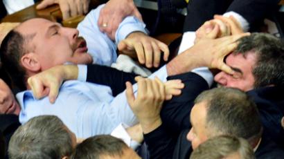 Rada riot: Ukrainian MPs exchange 'fascist' insults, start brawl (VIDEO, PHOTOS)