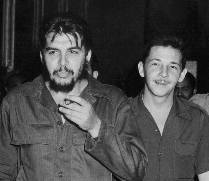 Photograph taken on the early 60's of Commander Raul Castro (R) and Commander Ernesto "Che" Guevara in Havana (AFP Photo))