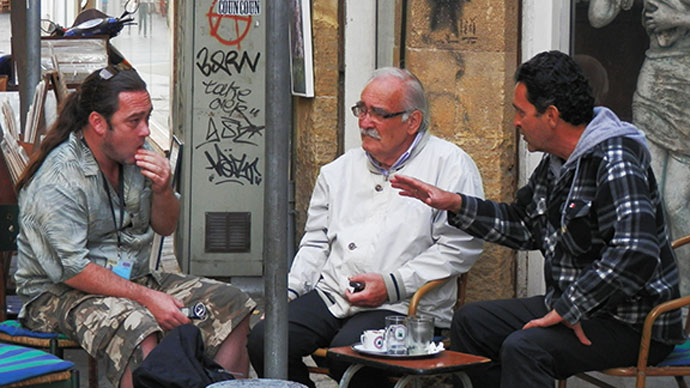 Reporter Patrick Henningsen finds out what the people are saying in the coffee houses of Nicosia (Photo by Patrick Henningsen)