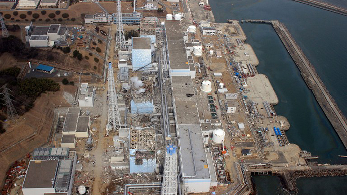 This aerial view, taken by an unmanned aerial vehicle (UAV) of the Air Photo Service on March 20, 2011 shows Tokyo Electric Power Co (TEPCO) Fukushima Daiichi nuclear power plant at Okuma town in Fukushima prefecture. (AFP Photo)