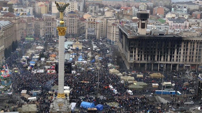 A general view taken on February 23, 2014 shows Kiev's Independence Square. (AFP Photo / DAaniel Slim) 