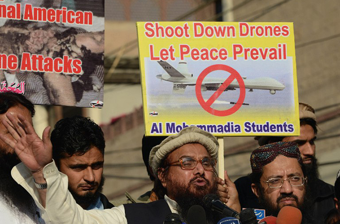 A protest against US drone strikes in Pakistan's tribal region, in Lahore on November 29, 2013. (AFP Photo / Arif Ali)