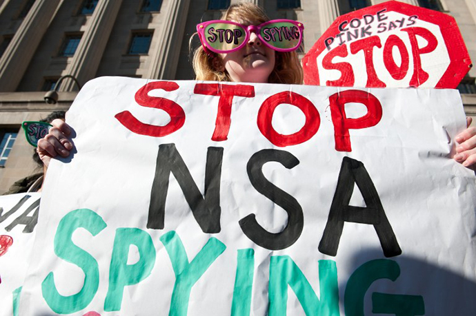 Civil liberties activists hold a rally against surveillance of US citizens (AFP Photo / Nicholas Kamm)