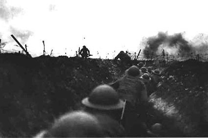 British soldiers wait in the trenches on the Western Front during the First World War. (Reuters)