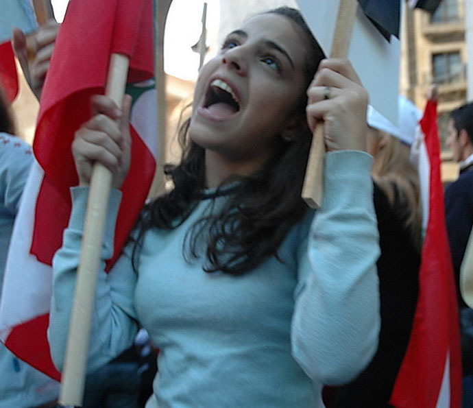 A protestor in Martyr's Square, 2006 (Photo from wikipedia.org)