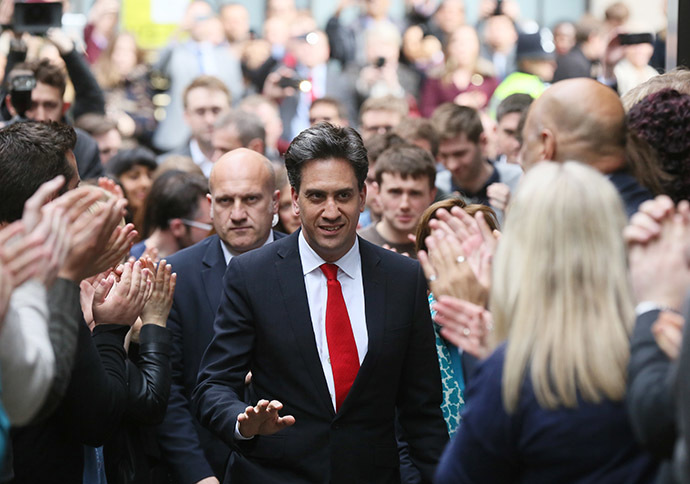 Labour Party leader Ed Miliband arrives at his party's headquarters after Britain's general election, in London, May 8, 2015. (Reuters/Paul Hackett)