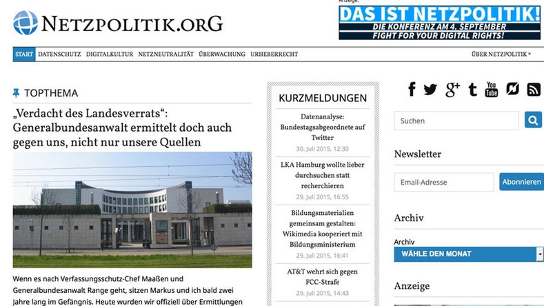 Le net allemand s’indigne après que deux bloggeurs aient été accusés de trahison d’Etat