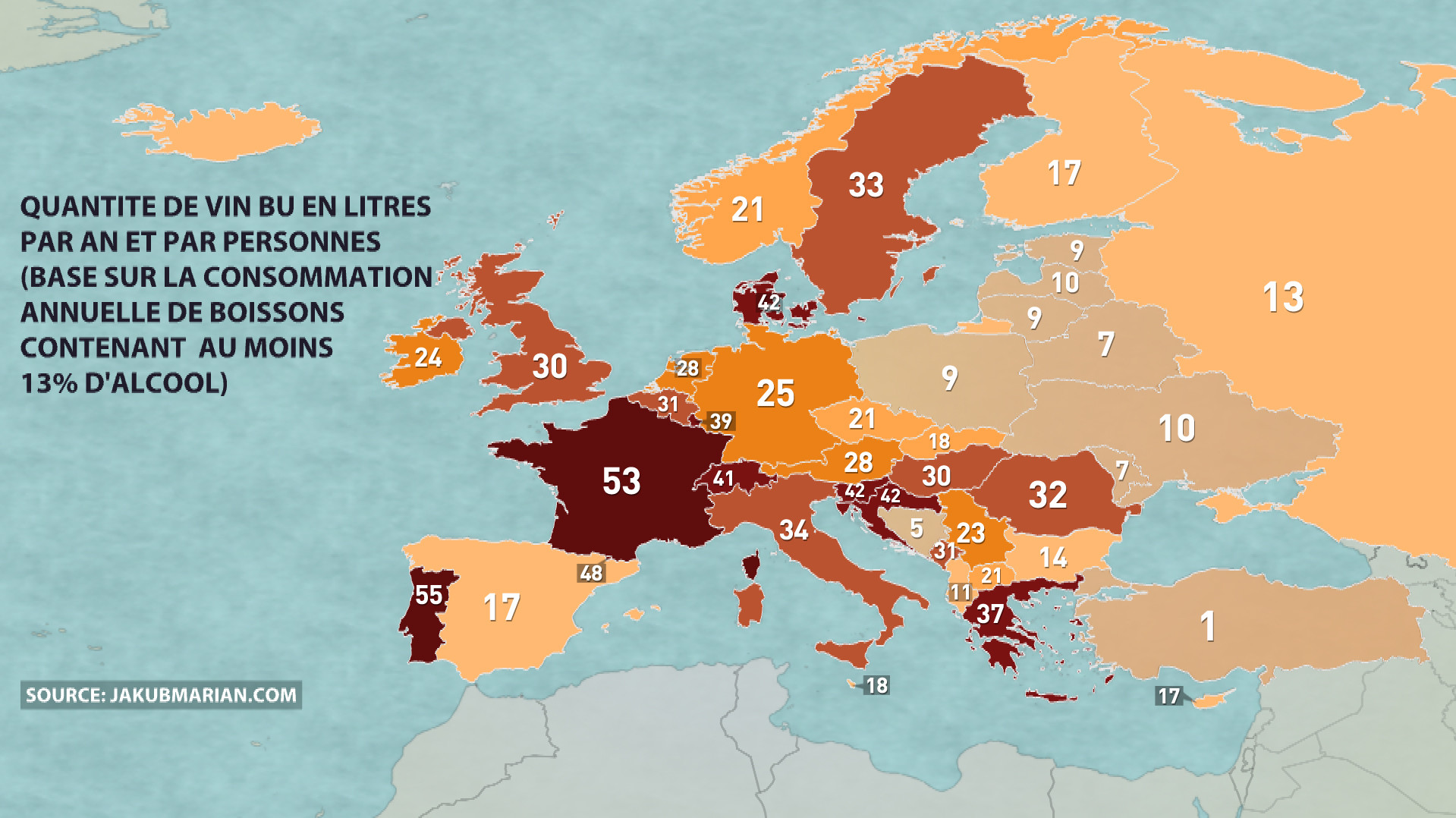 Le seul pays européen où l'on boit plus de vin qu'en France...