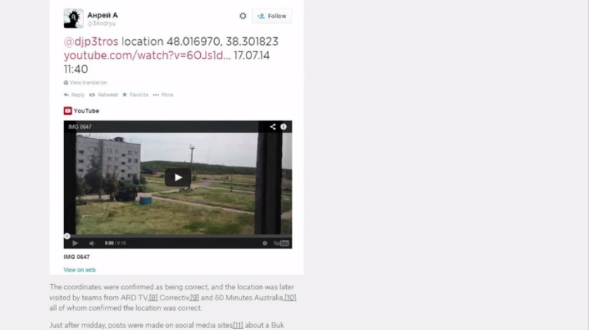 En s’appuyant sur les «preuves» d’Internet, le site Bellingcat publie sa propre enquête sur le MH17