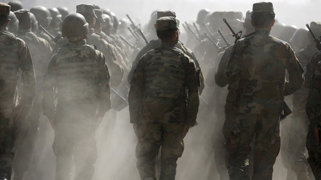 Des soldats dans le centre d'entraînement à Kaboul, en Afghanistan 