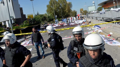 Le lieu des explosions à Ankara, le 10 octobre 2015