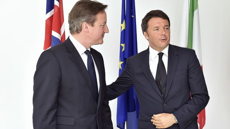 David Cameron, premier ministre britannique et son homologue italien, Matteo Renzi. 