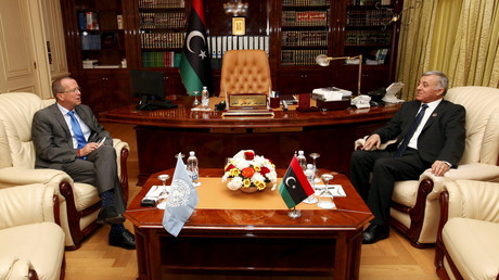 Nouri Abusahmain, le chef du Conseil national de Libye avec Martin Kobler, le représentant des Nations Unies pour le pays.