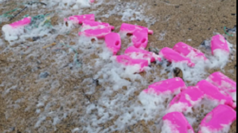 Des milliers de bouteilles roses se sont échouées sur des plages anglaises