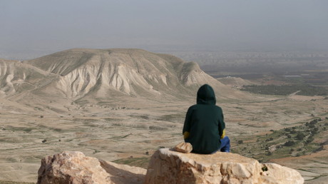 Un Palestinien contemplant la vallée du Jourdain