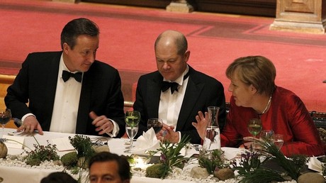 David Cameron et Angela Merkel lors du dîner à Hambourg