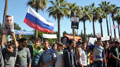 La manifestation de soutien de l'opération militaire russe en Syrie