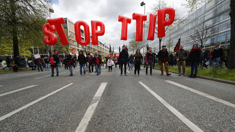 Les manifestants anti-TTIP à Hanovre