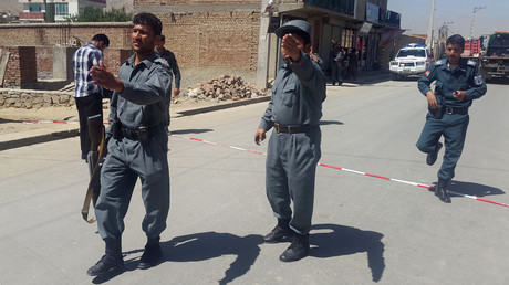 Des policiers afghans après une attaque suicide à Kaboul le 25 mai dernier