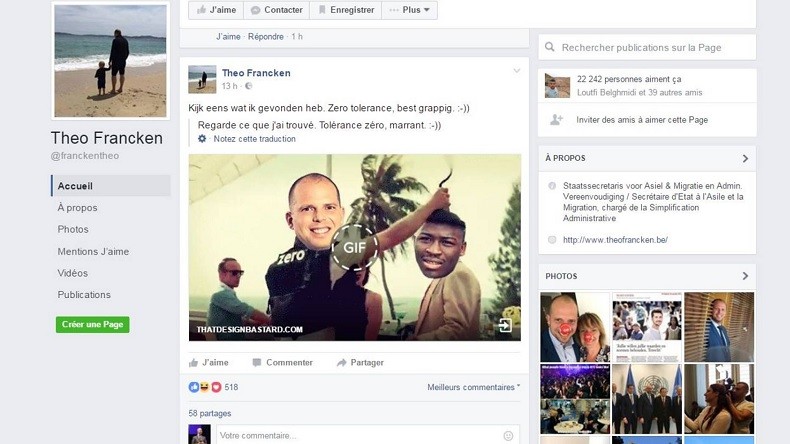 Le secrétaire belge à la Migration partage un GIF jugé raciste sur Facebook… et se fait incendier