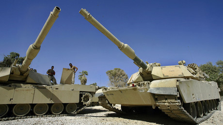 Des tanks Abrams (ici en Irak),  tels que ceux que les Etats-Unis doivent vendre à Ryad.