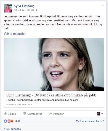 Vive réaction en Norvège après des propos du ministre de l'Intégration sur les musulmans