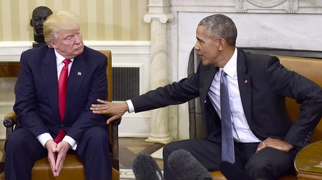 Le président sortant Barack Obama en compagnie du président élu des Etats-Unis Donald Trump, qui prendra ses fonctions le 20 janvier 2017