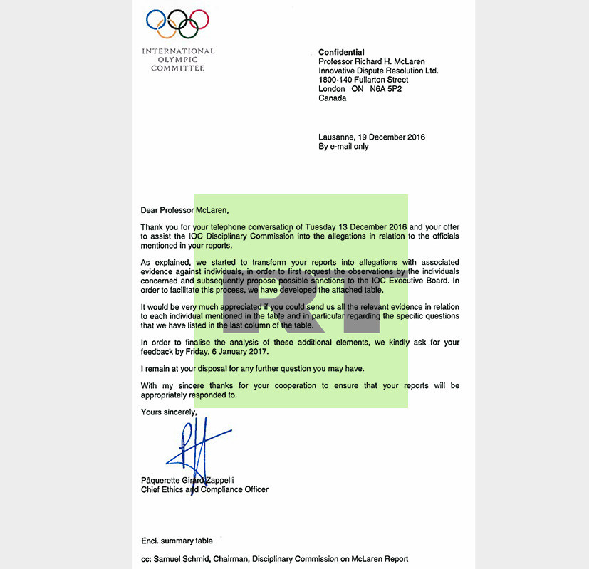 Mécontent, le CIO réclame les preuves du dopage institutionnalisé en Russie à McLaren (EXCLUSIF)