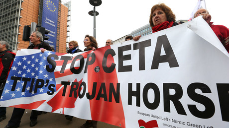 Une manifestation contre le CETA à Bruxelles